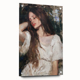 Abstract figurative acrylic artwork displayed in a glass frame, showcasing vibrant colors and intricate patterns, ideal for modern home decor and artistic spaces.