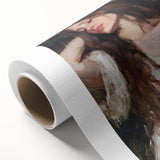 Abstract figurative rolled canvas artwork showcasing vibrant colors and dynamic shapes, perfect for modern home decor, delivered securely in a protective tube.