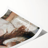 Abstract figurative rolled print artwork showcasing vibrant colors and dynamic shapes, elegantly packaged in a protective cardboard tube for easy display. This contemporary piece adds a striking focal point to any modern decor.