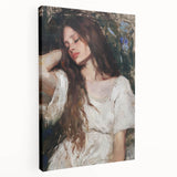 Abstract figurative stretched canvas artwork showcasing vibrant colors and dynamic shapes, displayed from a side view, perfect for modern home decor.