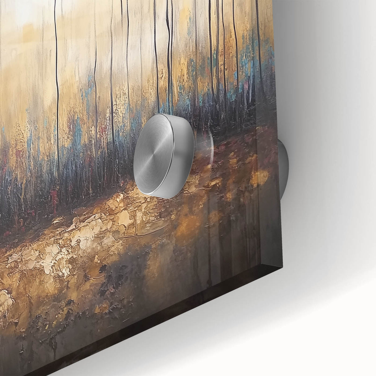 Close-up of an abstract floral acrylic glass artwork showcasing vibrant colors and intricate patterns, perfect for modern home decor or art collections.