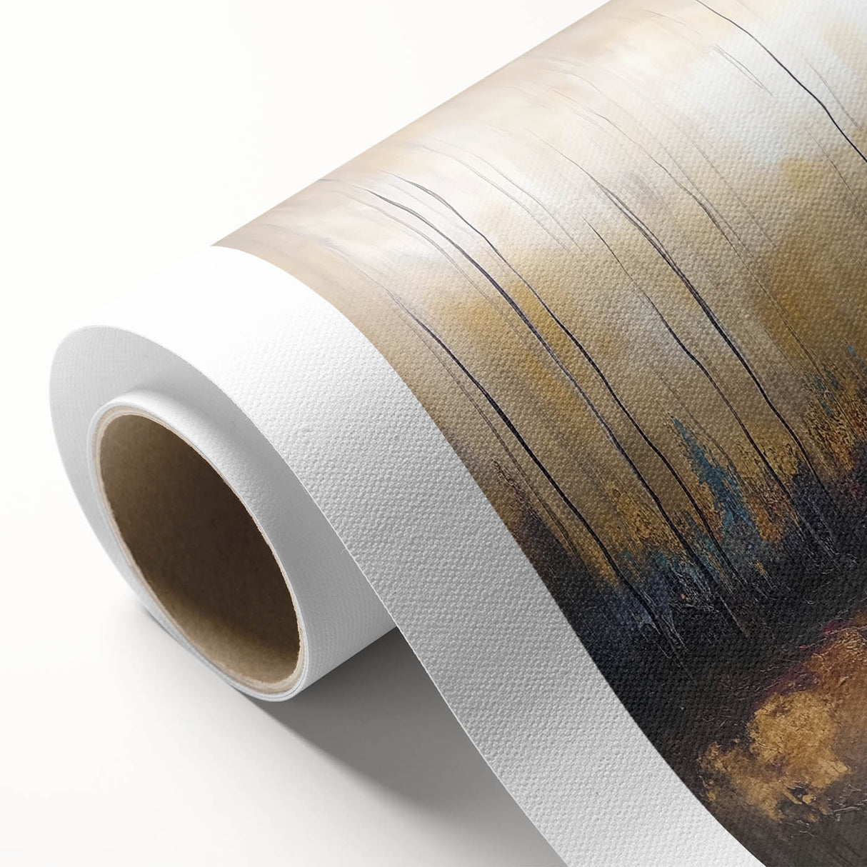 Abstract floral design on rolled canvas showcasing vibrant colors and intricate patterns, elegantly packaged in a durable cardboard tube for safe shipping. Perfect for home decor enthusiasts looking to enhance their living spaces with a touch of artistic flair.