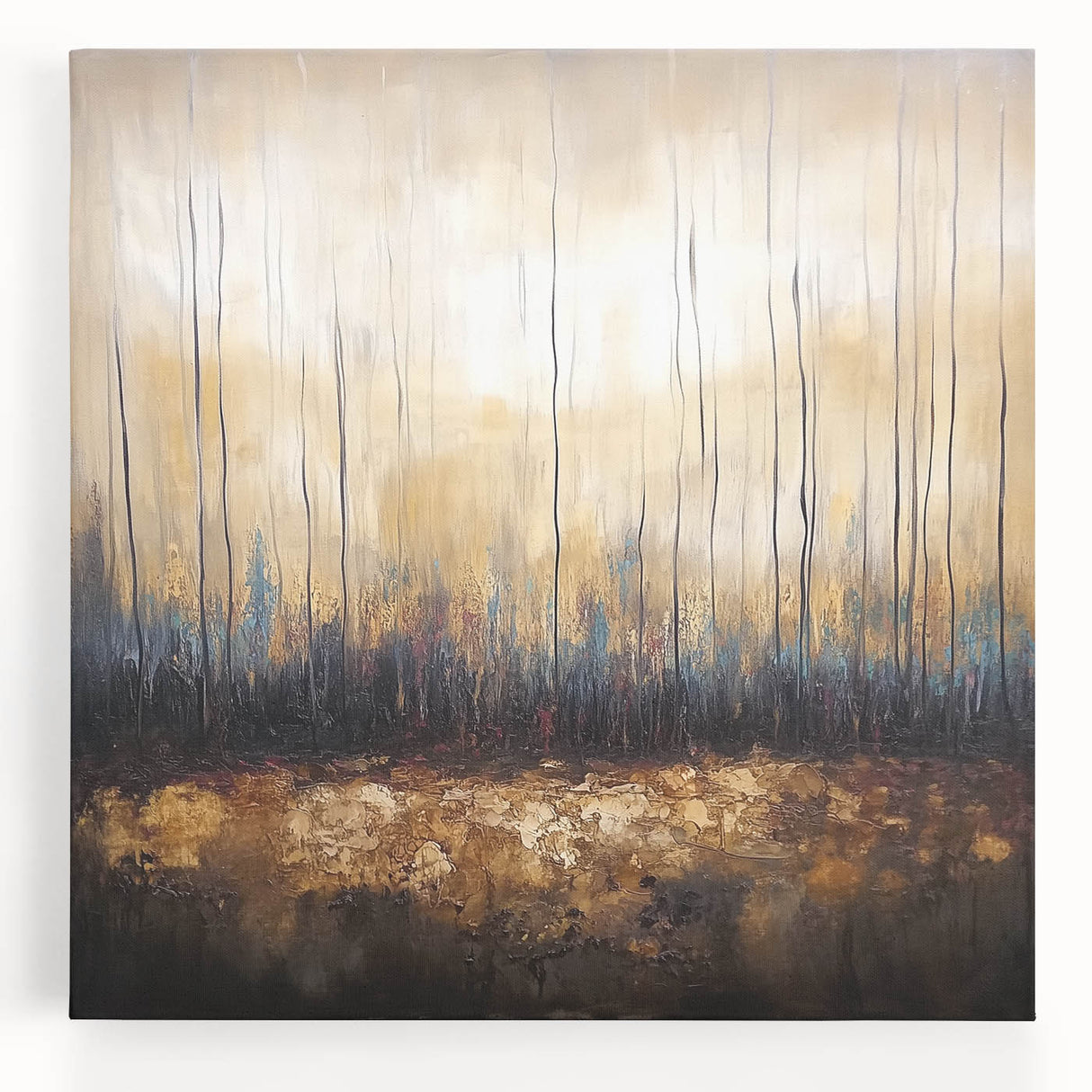 Abstract floral canvas artwork showcasing vibrant colors and intricate patterns, ideal for modern home decor, displayed in a front view for optimal visual impact.