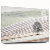 Abstract landscape artwork displayed on acrylic glass, showcasing vibrant colors and intricate patterns, pinned against a sleek wall for modern decor.