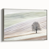 Abstract landscape canvas art framed in silver, showcasing vibrant colors and textured details. Perfect for modern home decor, adding elegance to any room.