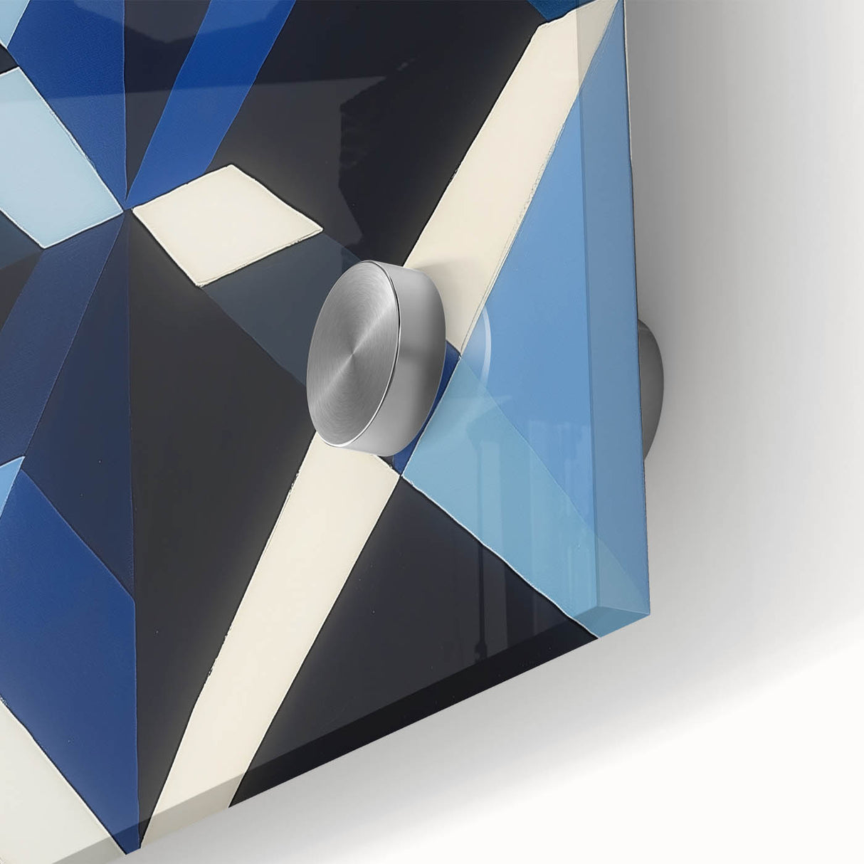 Geometric Abstract Wall Decor – Blue, White & Black Modern Art