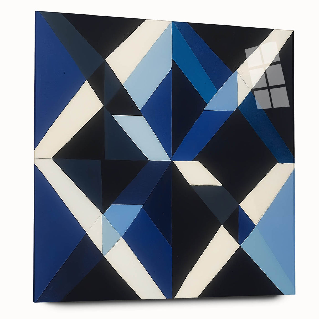 Geometric Abstract Wall Decor – Blue, White & Black Modern Art