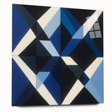 Geometric Abstract Wall Decor – Blue, White & Black Modern Art