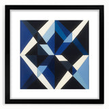 Geometric Abstract Wall Decor – Blue, White & Black Modern Art