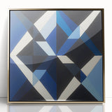 Geometric Abstract Wall Decor – Blue, White & Black Modern Art