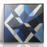 Geometric Abstract Wall Decor – Blue, White & Black Modern Art