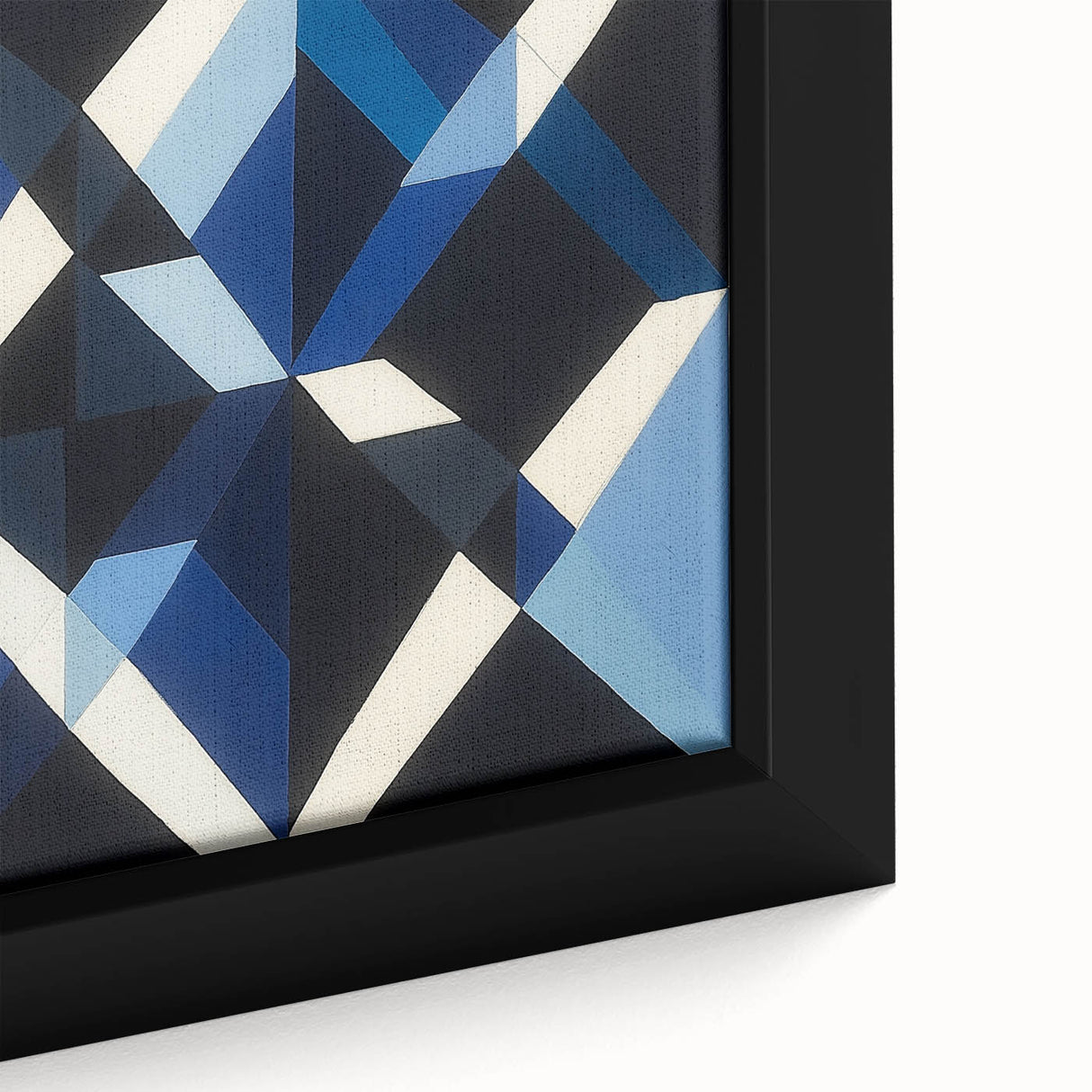 Geometric Abstract Wall Decor – Blue, White & Black Modern Art