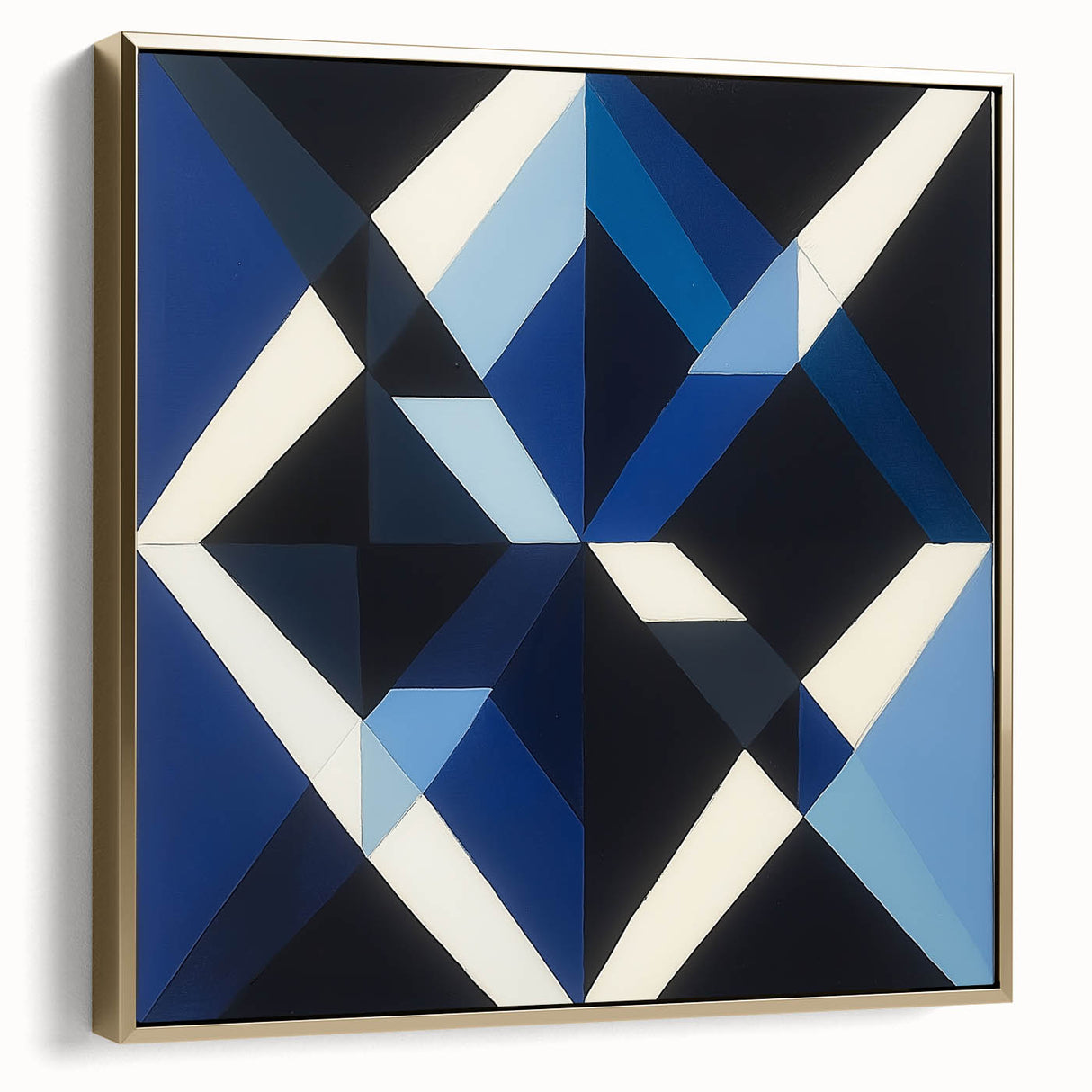 Geometric Abstract Wall Decor – Blue, White & Black Modern Art