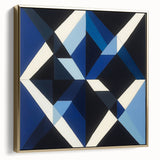 Geometric Abstract Wall Decor – Blue, White & Black Modern Art