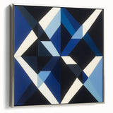 Geometric Abstract Wall Decor – Blue, White & Black Modern Art