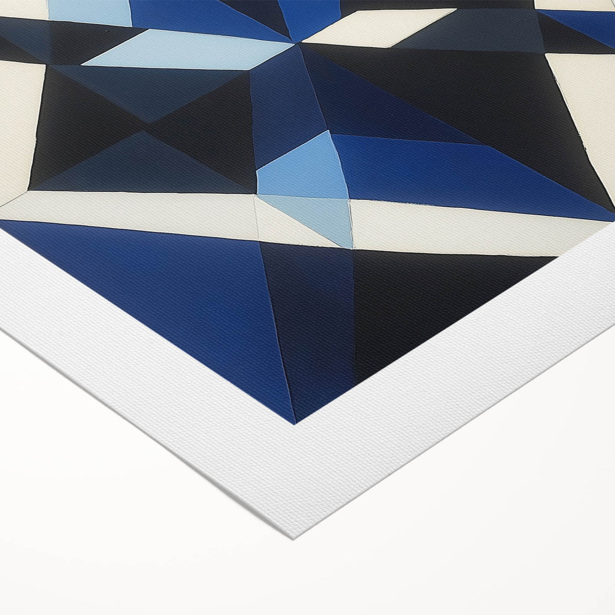 Geometric Abstract Wall Decor – Blue, White & Black Modern Art