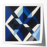 Geometric Abstract Wall Decor – Blue, White & Black Modern Art