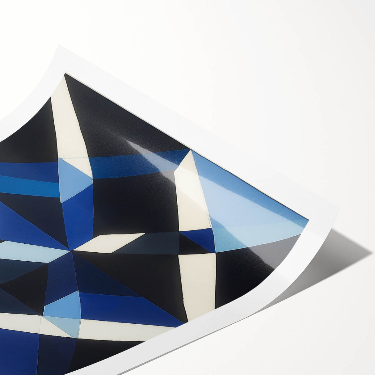 Geometric Abstract Wall Decor – Blue, White & Black Modern Art