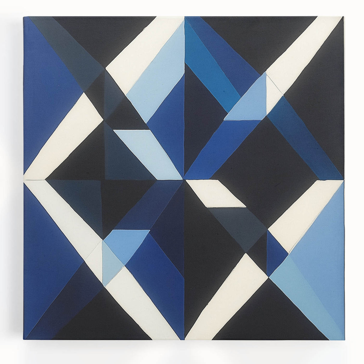 Geometric Abstract Wall Decor – Blue, White & Black Modern Art