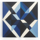 Geometric Abstract Wall Decor – Blue, White & Black Modern Art
