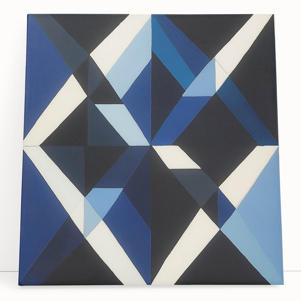 Geometric Abstract Wall Decor – Blue, White & Black Modern Art