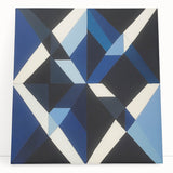 Geometric Abstract Wall Decor – Blue, White & Black Modern Art