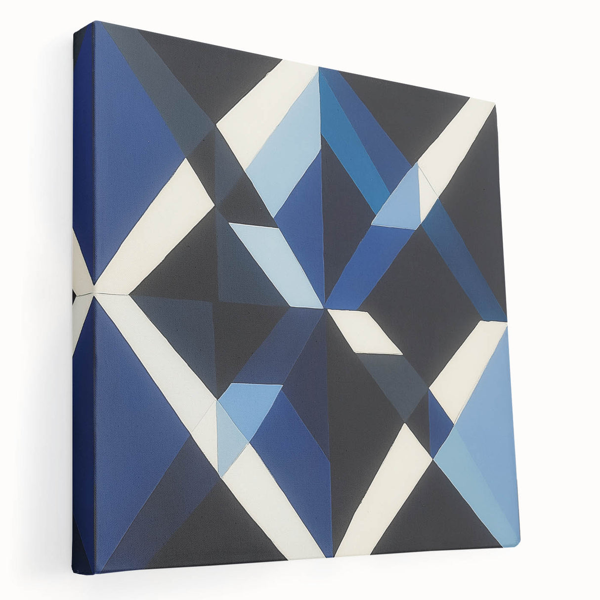 Geometric Abstract Wall Decor – Blue, White & Black Modern Art