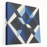 Geometric Abstract Wall Decor – Blue, White & Black Modern Art
