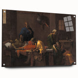 Baroque Mourning Scene: Antique Art Print with Emotional Depth