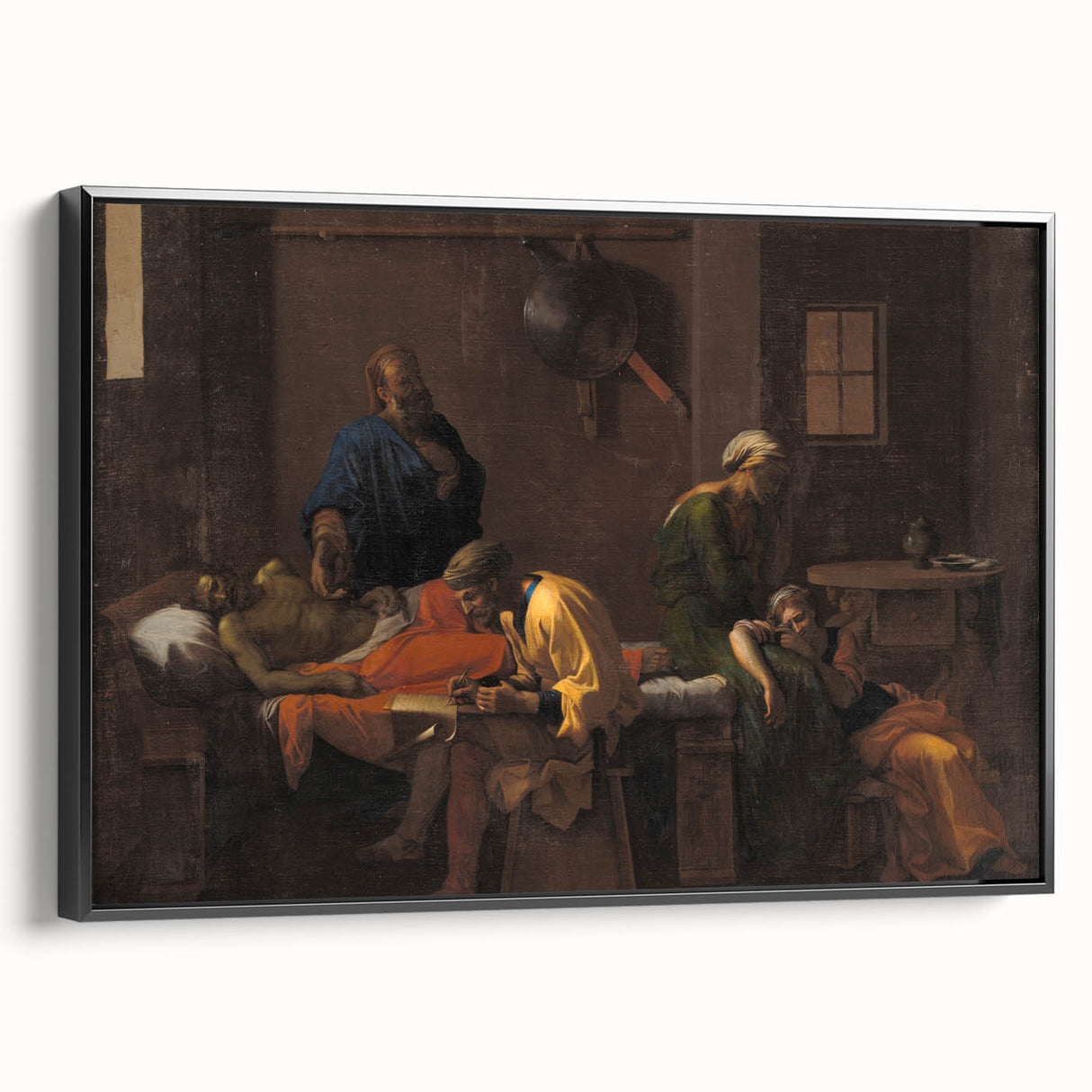 Baroque Mourning Scene: Antique Art Print with Emotional Depth