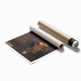 Baroque Mourning Scene: Antique Art Print with Emotional Depth