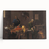 Baroque Mourning Scene: Antique Art Print with Emotional Depth