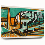 Expressionist Art - River Landscape with Crane and Barges by Ernst Ludwig Kirchner
