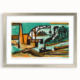 Expressionist Art - River Landscape with Crane and Barges by Ernst Ludwig Kirchner