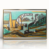 Expressionist Art - River Landscape with Crane and Barges by Ernst Ludwig Kirchner