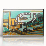 Expressionist Art - River Landscape with Crane and Barges by Ernst Ludwig Kirchner