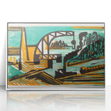 Expressionist Art - River Landscape with Crane and Barges by Ernst Ludwig Kirchner