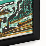 Expressionist Art - River Landscape with Crane and Barges by Ernst Ludwig Kirchner