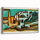 Expressionist Art - River Landscape with Crane and Barges by Ernst Ludwig Kirchner