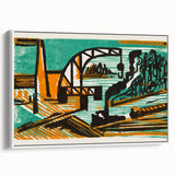 Expressionist Art - River Landscape with Crane and Barges by Ernst Ludwig Kirchner