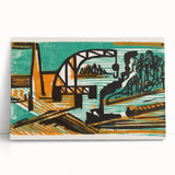 Expressionist Art - River Landscape with Crane and Barges by Ernst Ludwig Kirchner