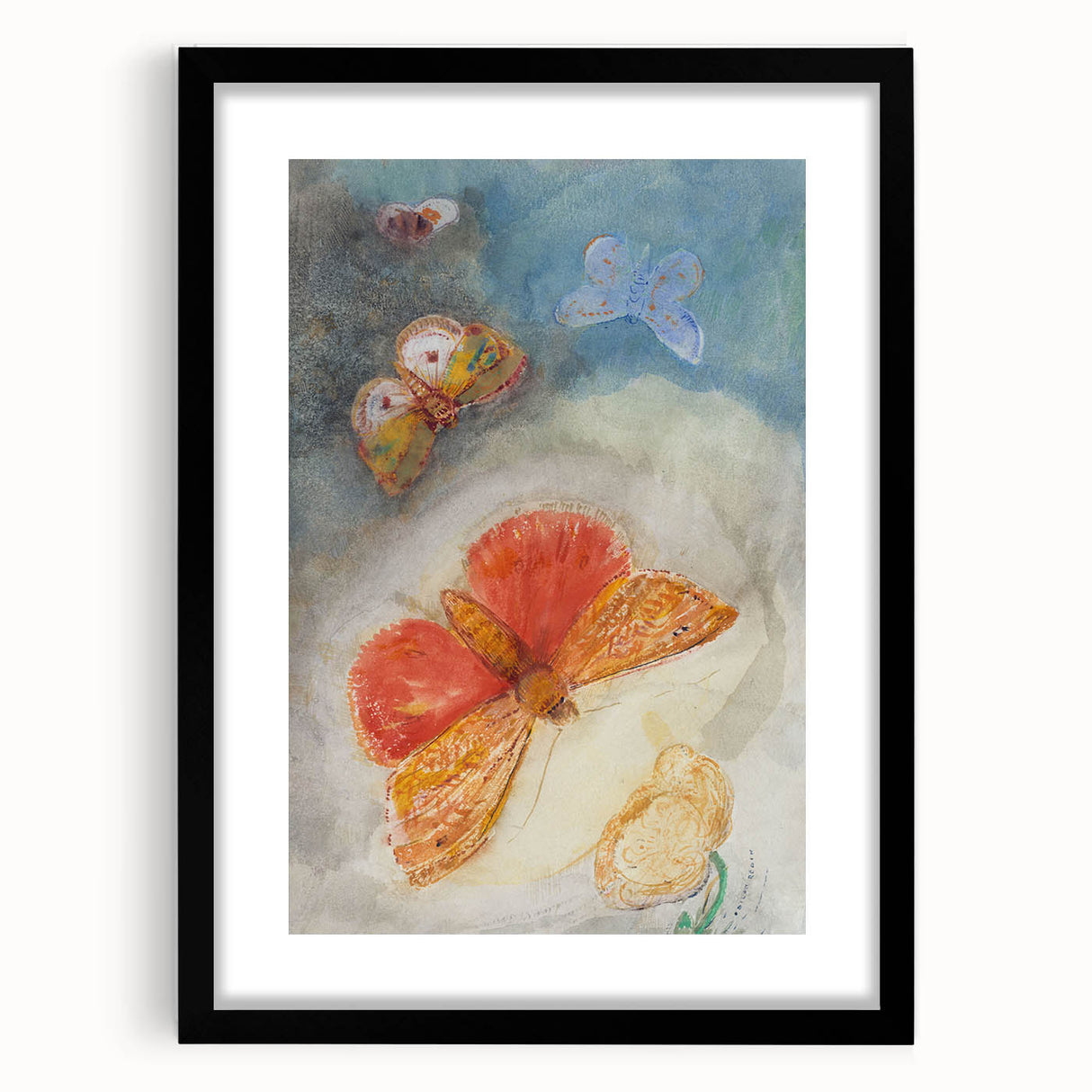 Whimsical Butterfly Wall Art - Dreamy Pastel Nature Decor with Flowers