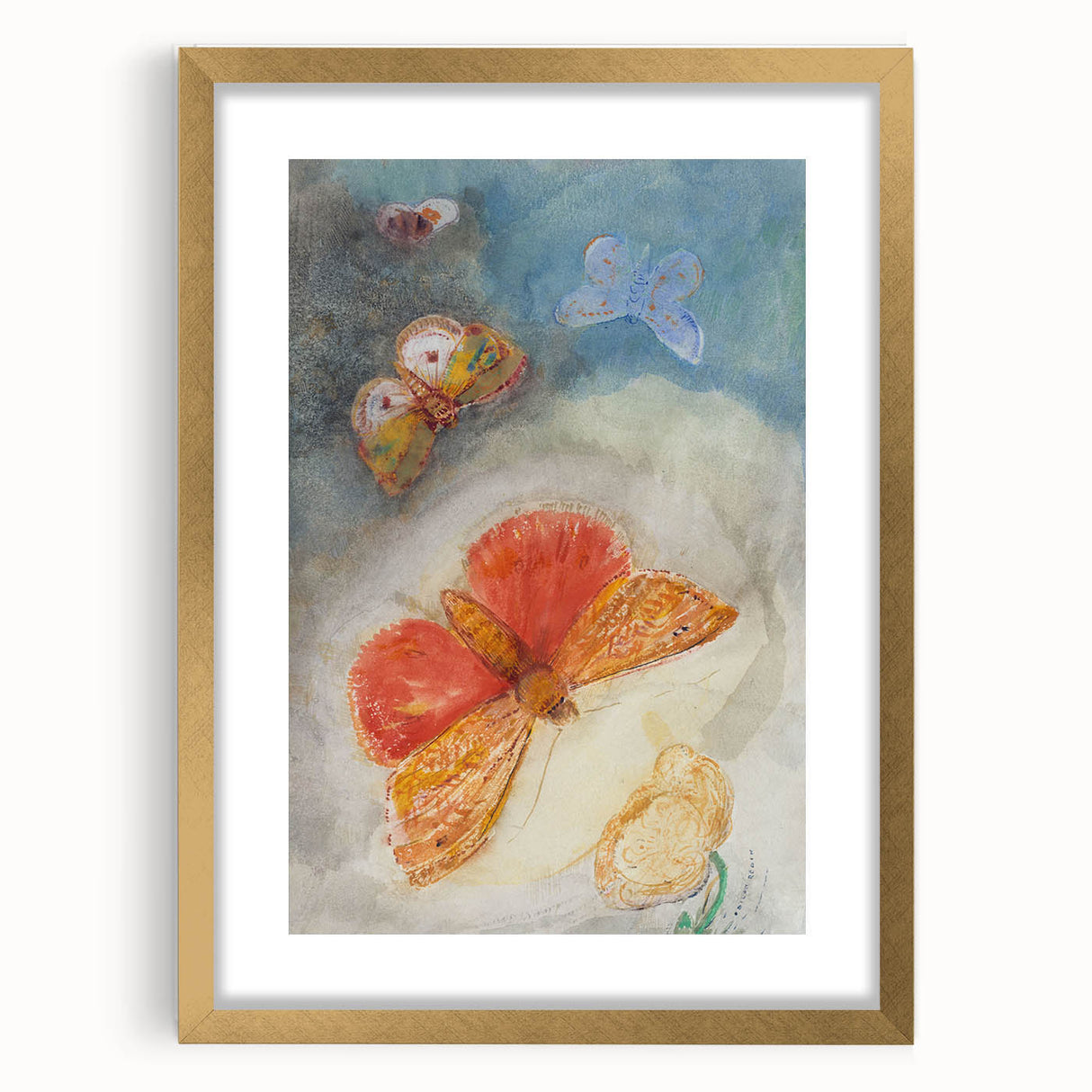 Whimsical Butterfly Wall Art - Dreamy Pastel Nature Decor with Flowers