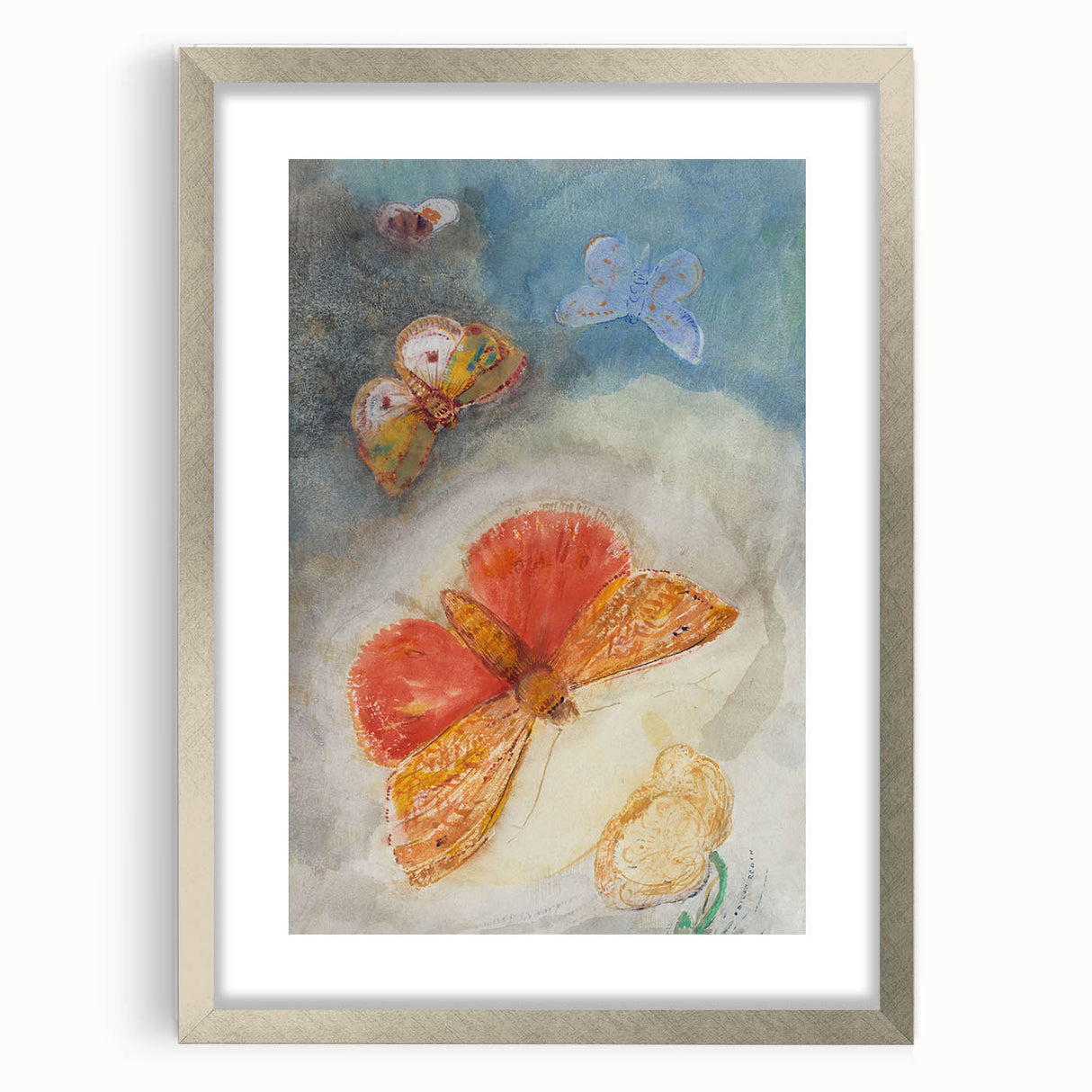 Whimsical Butterfly Wall Art - Dreamy Pastel Nature Decor with Flowers