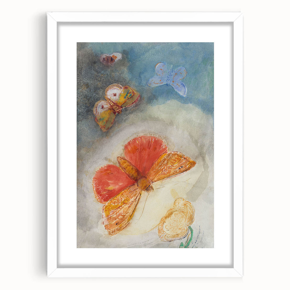 Whimsical Butterfly Wall Art - Dreamy Pastel Nature Decor with Flowers