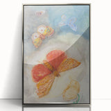 Whimsical Butterfly Wall Art - Dreamy Pastel Nature Decor with Flowers
