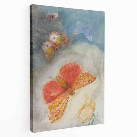 Whimsical Butterfly Wall Art - Dreamy Pastel Nature Decor with Flowers
