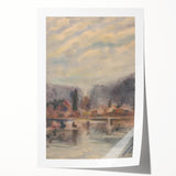 Twilight Pond Realism Art Print - Elegant Realism Canvas Wall Decor