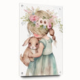 Floral Girl & Bunny Girls Room Wall Art – Kids Room Art Print