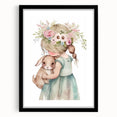 Floral Girl & Bunny Girls Room Wall Art – Kids Room Art Print